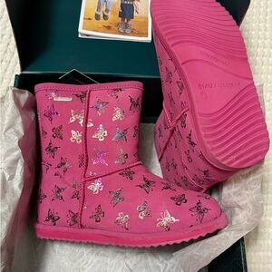 Emu Pink Butterfly Kids Boots